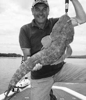 At 96cm and over 7kg, that’s one big flathead. The lucky angler was Steve from Hastings in Victoria. The fish was released after a few photos.